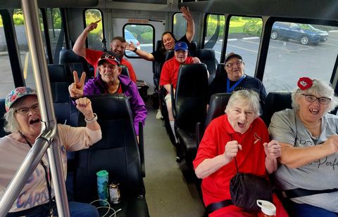 cards game 2024 bus cheering